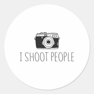 Camera I Shoot People Shirt Camera Lovers Humour Classic Round Sticker