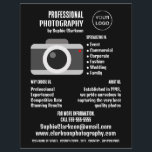 Camera Icon, Photographer, Photography Hire Flyer<br><div class="desc">Camera Icon,  Photographer,  Photography Hire Advertising Flyers By The Business Card Store.</div>