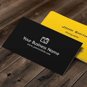Camera Icon Plain Black Photographer Business Card