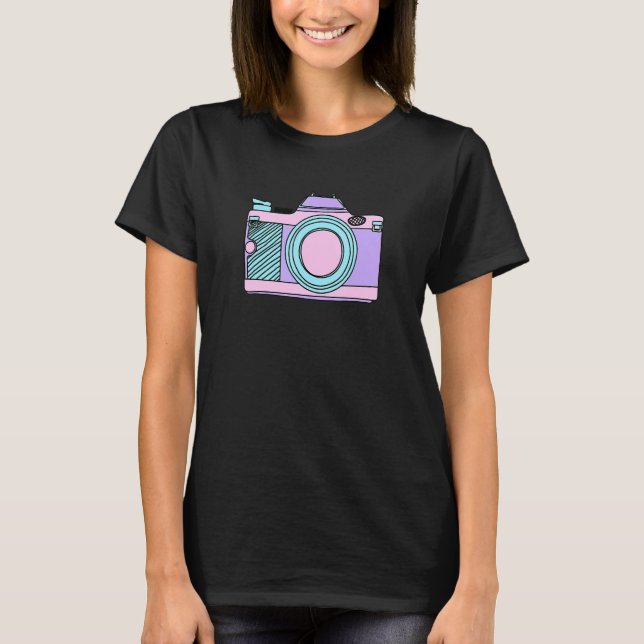 Camera In Pastel Unicorn Colours Photography Photo T-Shirt (Front)