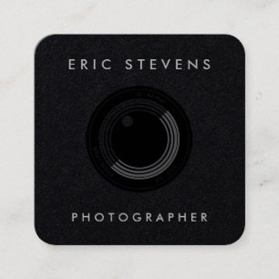 Camera lens black square business card