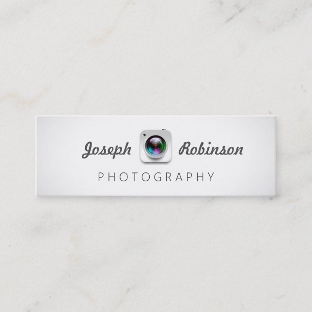Camera Lens Logo Photography Photographer Mini Business Card (Front)