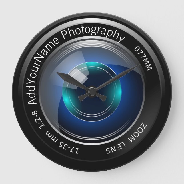 Camera Lens Personalised Large Clock (Front)
