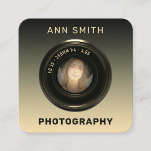Camera lens photo frame  square business card