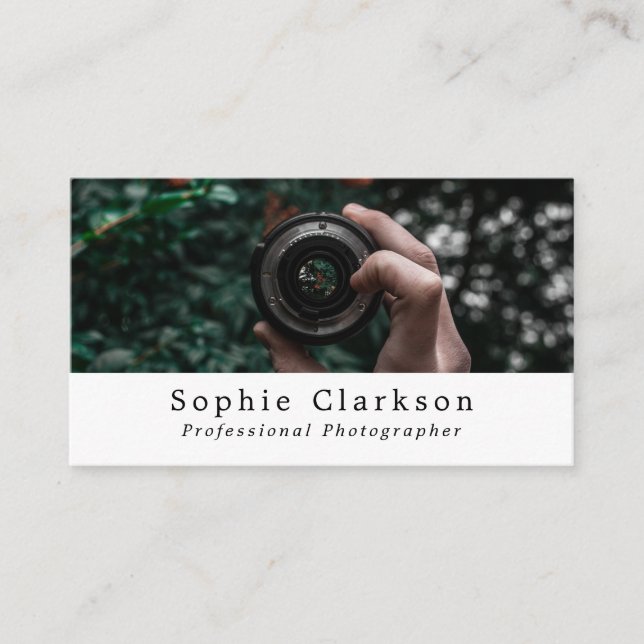 Camera Lens, Photographer, Photography Business Card (Front)