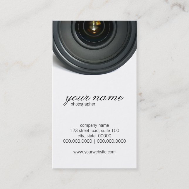 Camera Lens Photography Business Cards (Front)