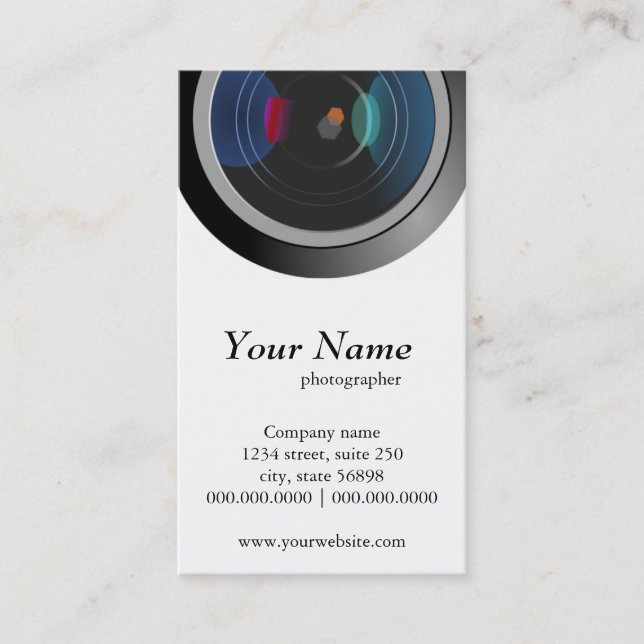 Camera Lens Photography Business Cards (Front)
