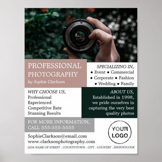 Camera Lens, Photography, Photographer Hire Poster (Front)