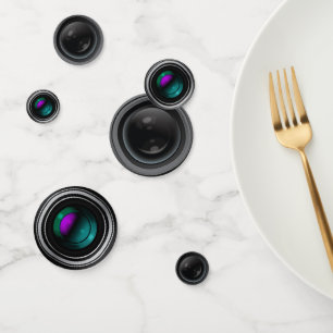 Camera Lenses Photography Design Table Confetti