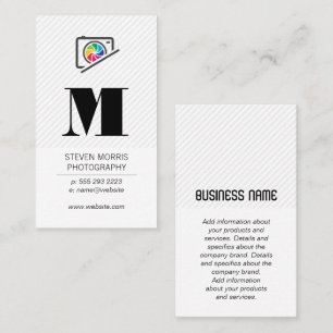 Camera Logo   Monogram   Stripes Business Card