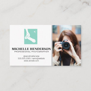 Camera Logo   Woman Holding Camera Business Card