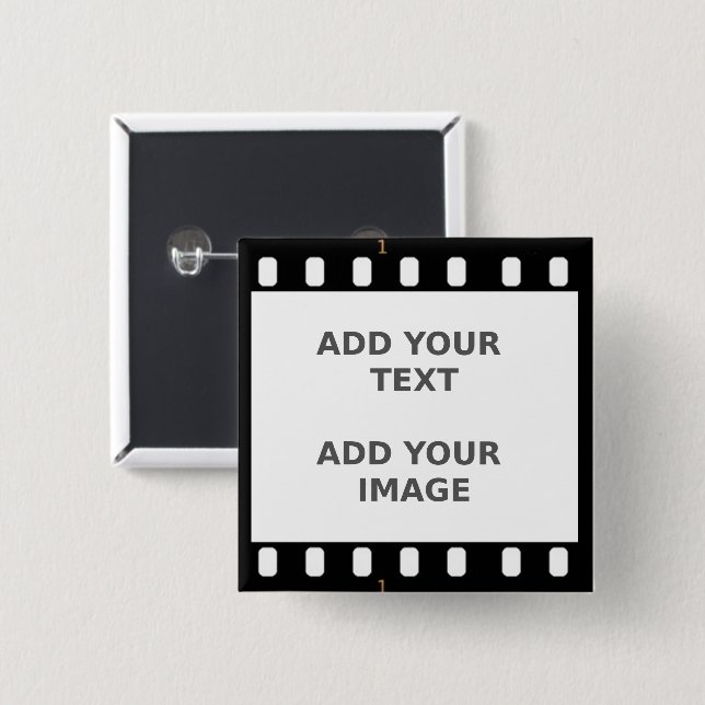 Camera Movie Film Strip Button Badge Name Tag (Front & Back)