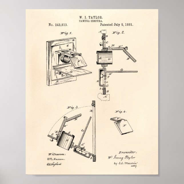 Camera Obscura 1881 Patent Art - Old Peper Poster (Front)