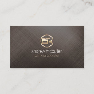 Camera Operator Camera Icon Brushed Gold Metal Business Card