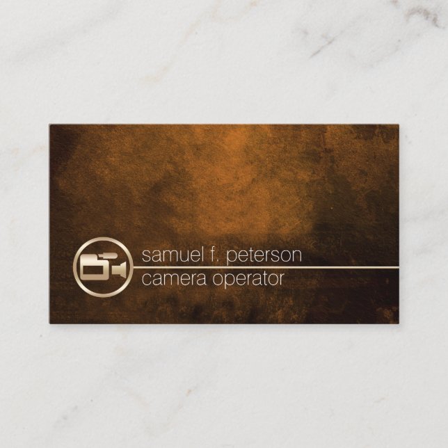 Camera Operator Gold Video Camera Icon Imaging Business Card (Front)
