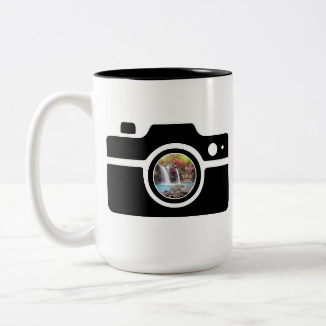 Camera personalised photo Two-Tone coffee mug (Left)