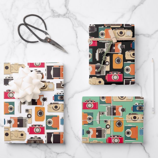 Camera Photography Photographer Pattern  Wrapping Paper Sheet (Front)