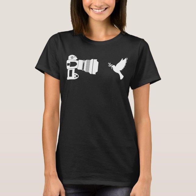 Camera Pigeon Bird Watching Ornithologist Birds T-Shirt (Front)