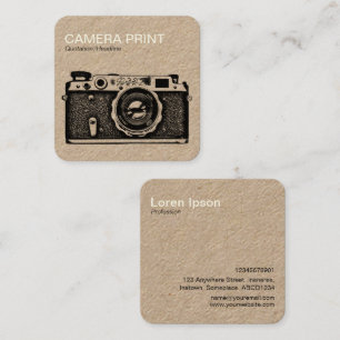 Camera Print - Cream + Black on Kraft Card