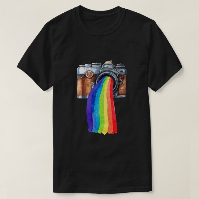 Camera Rainbow Cameraman Photographer Photography  T-Shirt (Design Front)
