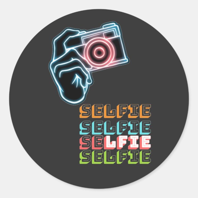Camera Selfie    Classic Round Sticker (Front)