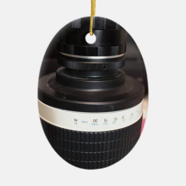 Camera Telescope Lens Ceramic Tree Decoration (Front)