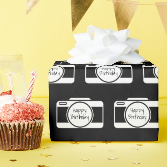 Camera with Birthday Text  Wrapping Paper (Birthday Party)