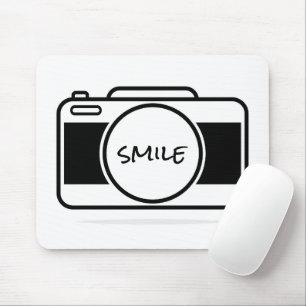 Camera With Smile Text Mouse Mat