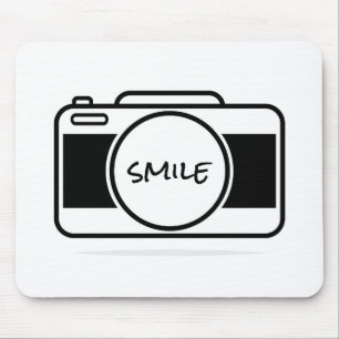 Camera With Smile Text Mouse Mat