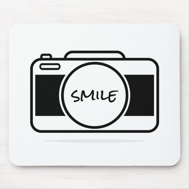 Camera With Smile Text Mouse Mat (Front)
