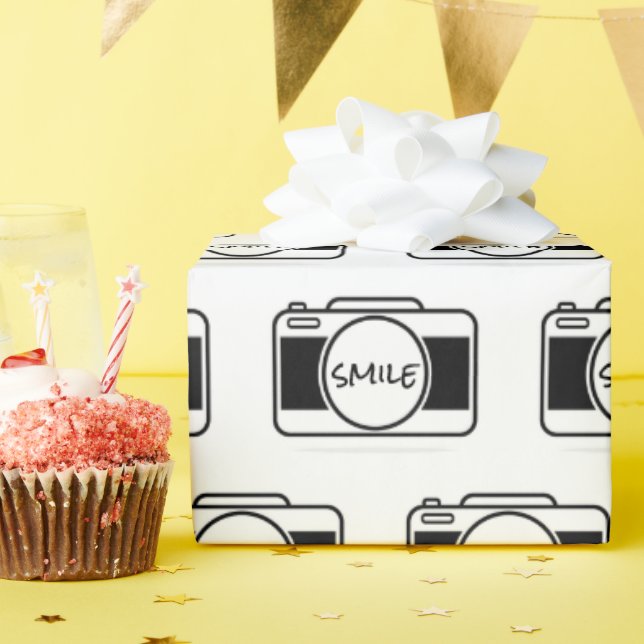 Camera With Smile Text Wrapping Paper (Birthday Party)