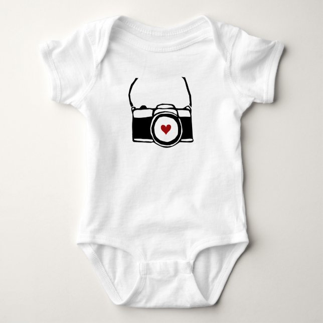 Camera with Strap Photographer Baby Bodysuit (Front)