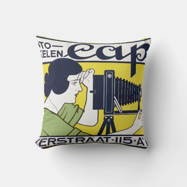 Camera Woman, Photographer, Van Caspel Cushion (Front)