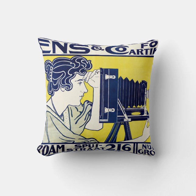 Camera Woman, Photographer, Van Caspel Cushion (Front)