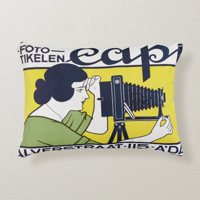 Camera Woman, Photographer, Van Caspel Decorative Cushion (Front)