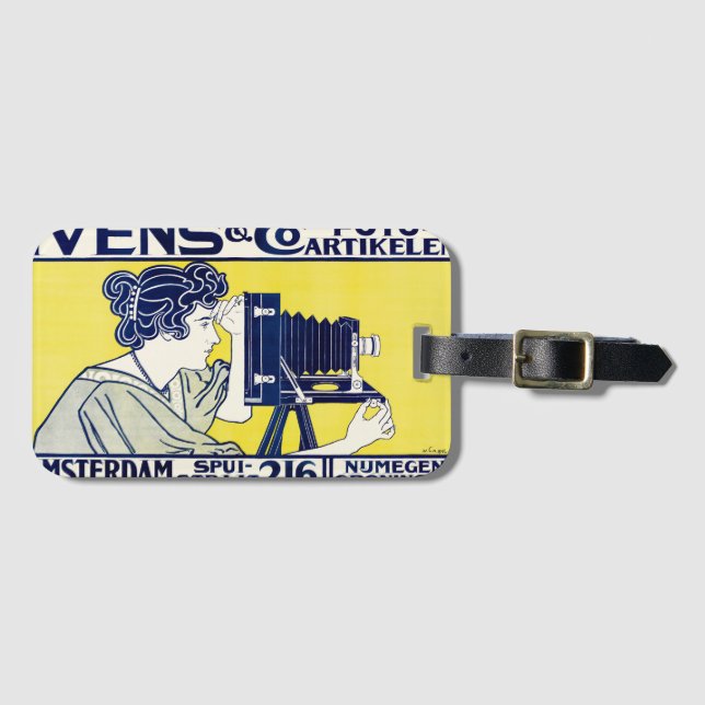 Camera Woman, Photographer, Van Caspel Luggage Tag (Front Horizontal)