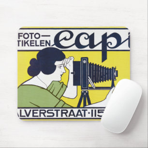 Camera Woman, Photographer, Van Caspel Mouse Mat