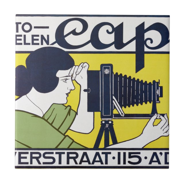 Camera Woman, Photographer, Van Caspel Tile (Front)