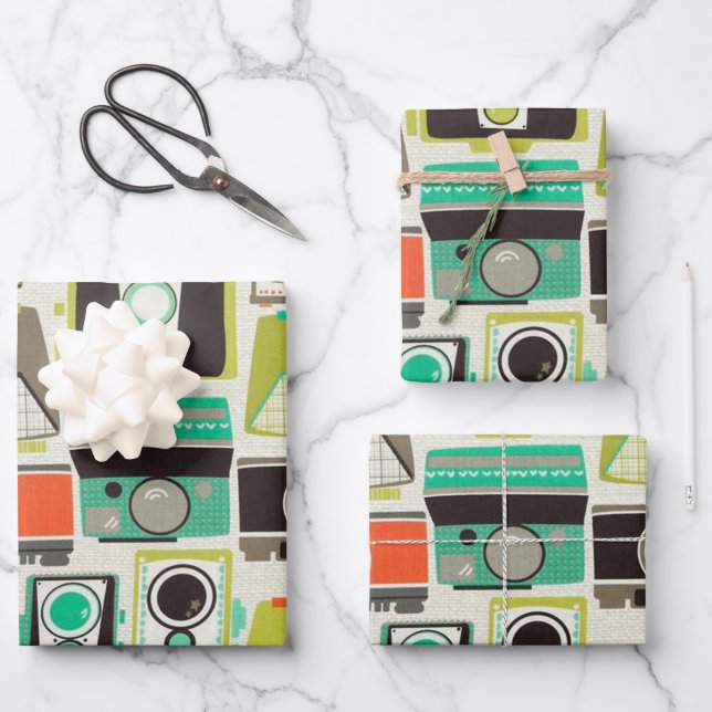 Cameras Retro Wrapping Paper Sheet (Front)