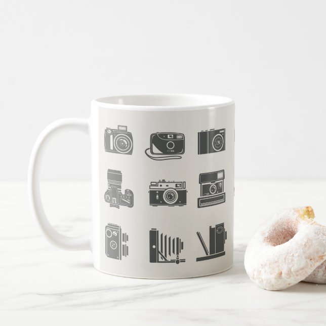 Cameras Vintage Photography Coffee Mug (With Donut)