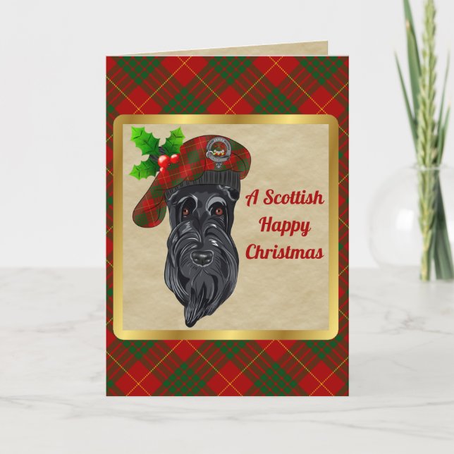 Cameron Badge & Tartan Personalised Xmas Card (Front)