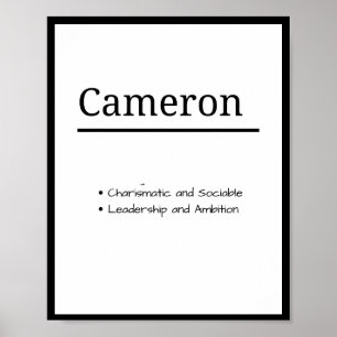 Cameron, Boy Personalised Name Definition  Poster