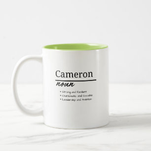 Cameron, Boy Personalized Name Definition Two-Tone Coffee Mug