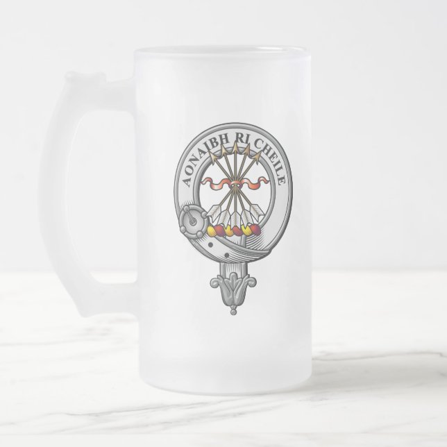 Cameron Crest Badge Frosted Glass Beer Mug (Left)