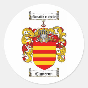 CAMERON FAMILY CREST -  CAMERON COAT OF ARMS CLASSIC ROUND STICKER