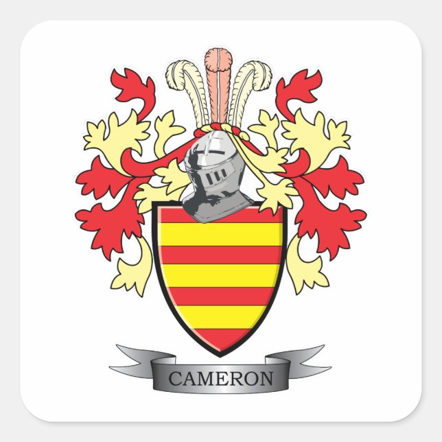 Cameron Family Crest Coat of Arms Square Sticker (Front)