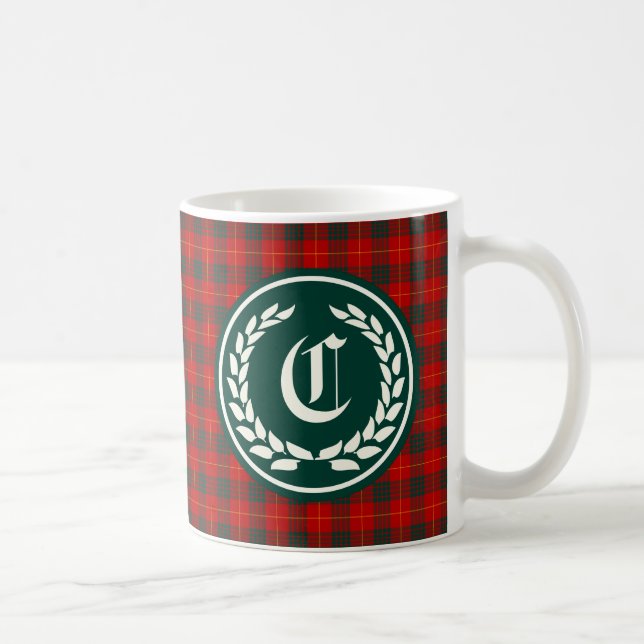 Cameron Family Red and Green Tartan Monogram Coffee Mug (Right)