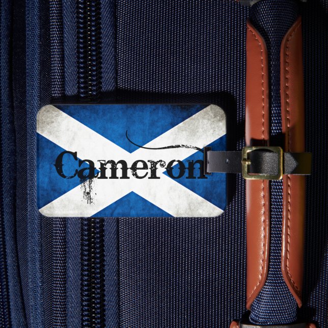 cameron grunge flag luggage tag (Front Insitu 4)