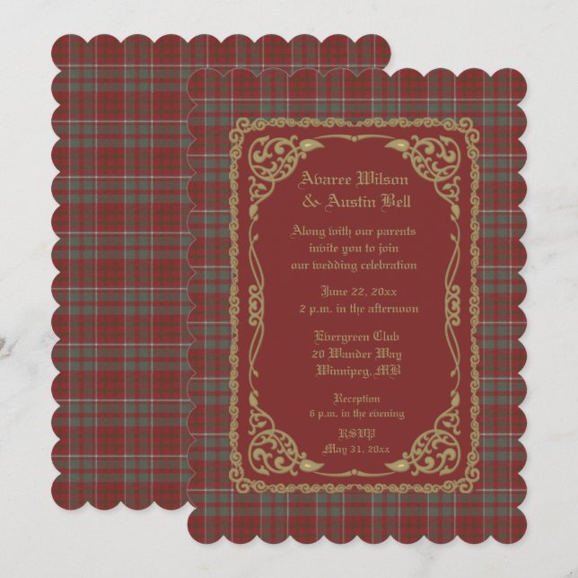 Cameron Lochiel Scottish Tartan Invitation (Front/Back)