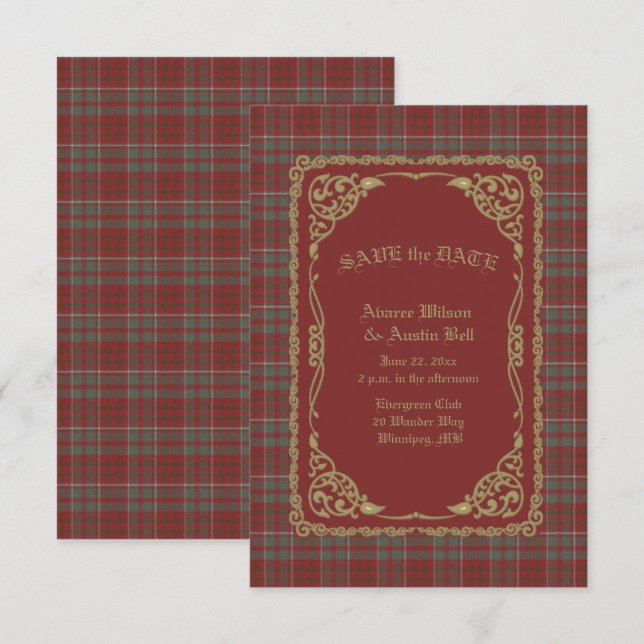 Cameron Lochiel Scottish Tartan Save The Date (Front/Back)